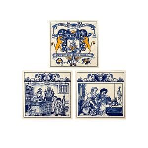 Vintage Delft Holland Burroughs Wellcome Pharmacy Tiles Set of 3